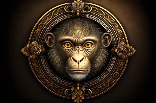 Ilustração do emblema com um macaco Generative AI