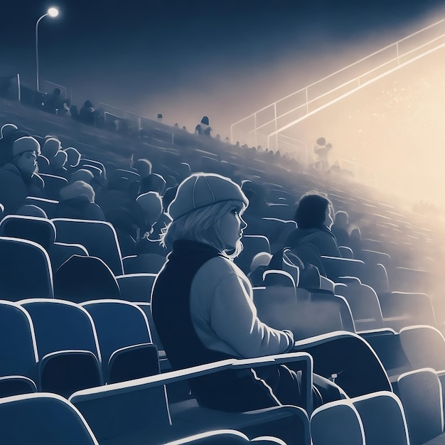 ilustração do estádio de futebol com fãs assistindo a uma partida de futebol