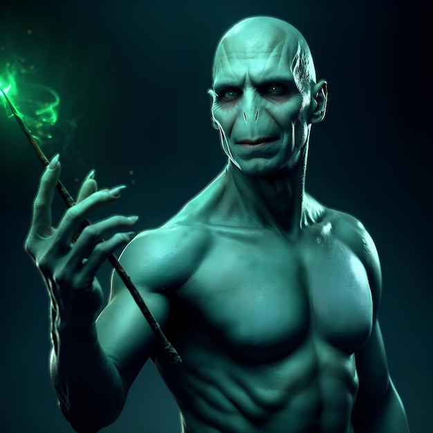 Ilustração do feiticeiro Voldemort criando uma Avada Kedavra