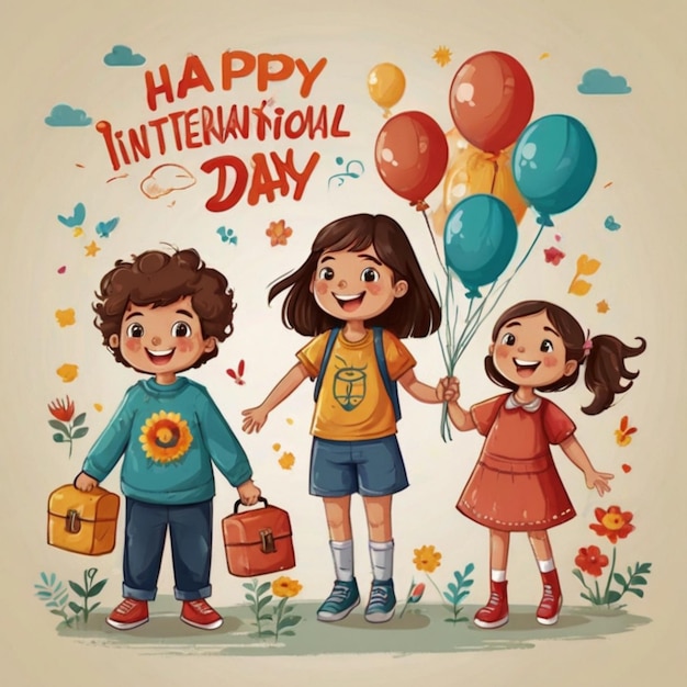 Ilustração do Feliz Dia Internacional da Criança