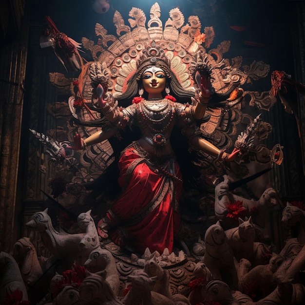 ilustração do festival Durga Puja em Calcutá