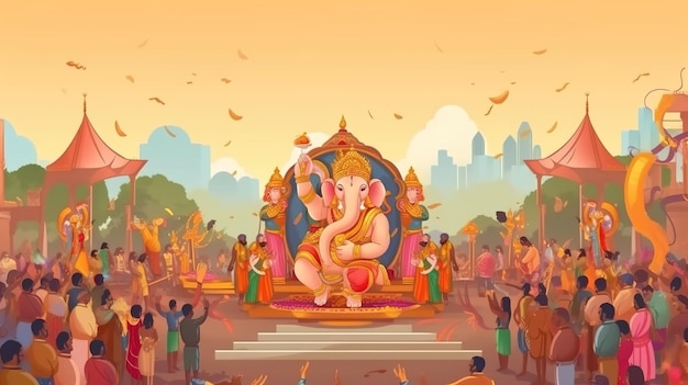 Ilustração do fundo de Lord Ganpati para Ganesh Chaturthi