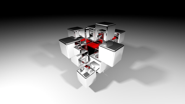 Foto ilustração do fundo do cubo 3d, ilustração abstrata em grande perspectiva