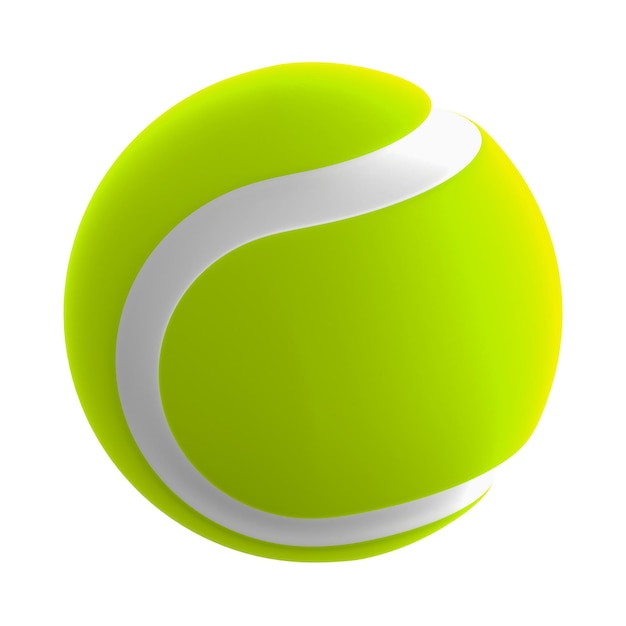 Foto ilustração do ícone 3d da bola de tênis com um fundo branco