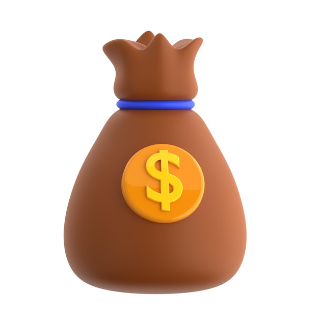 Foto ilustração do ícone 3d do saco de dinheiro