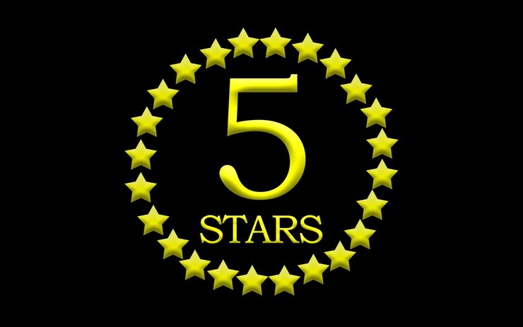 Foto ilustração do ícone de classificação de cinco estrelas