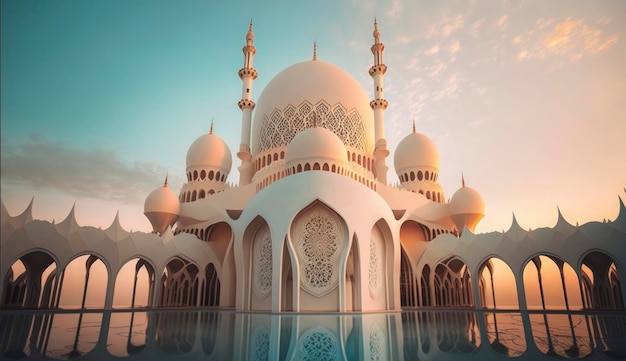 Ilustração do incrível projeto de arquitetura da mesquita muçulmana ramadan kareem arquitetura islâmica fundo ramadan kareem Mesquita Islâmica Ramdan ramzan eid cultura árabe Gerar Ai