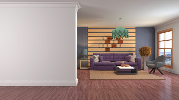 Ilustração do interior da sala de estar