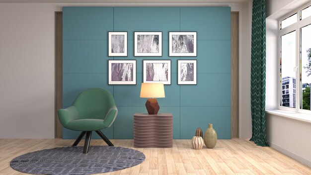 Ilustração do interior da sala de estar