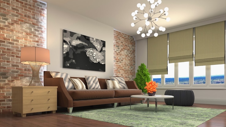 Foto ilustração do interior da sala de estar