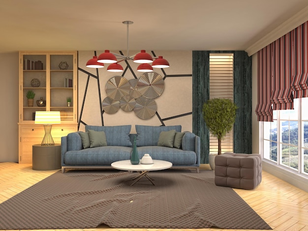 Ilustração do interior da sala de estar