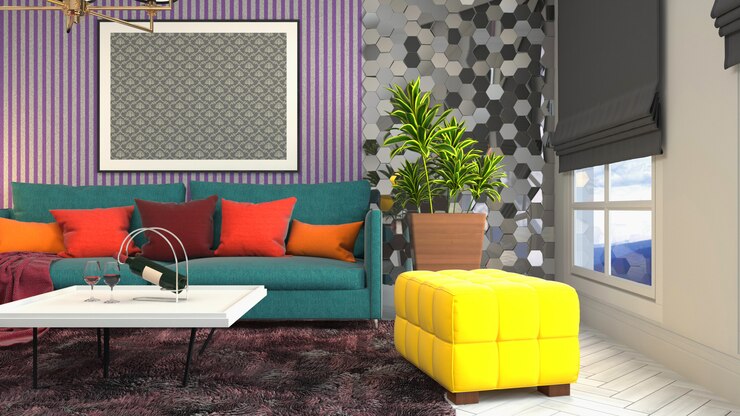 Foto ilustração do interior da sala de estar
