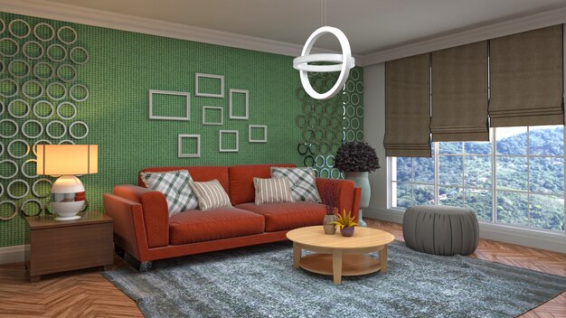 Ilustração do interior da sala de estar