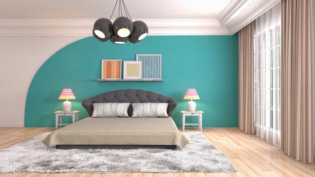 Ilustração do interior do quarto. renderização 3d