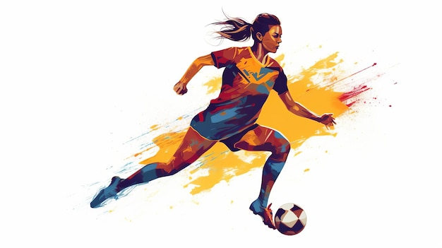 Ilustração do jogador atacante Uma garota esportiva feminina em fundo branco Generative ai