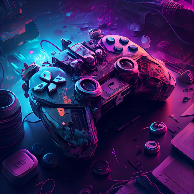 Ilustração do joystick do gamepad do controlador de jogos Cyberpunk