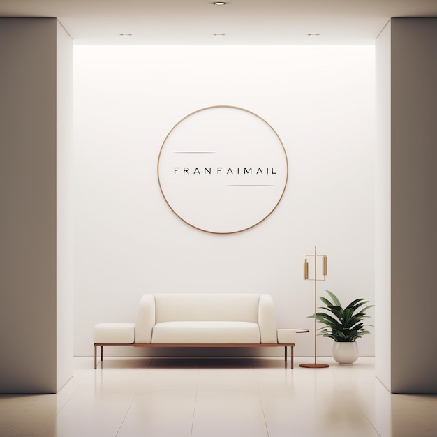 Foto ilustração do logotipo de um design interior minimalista de cor clara