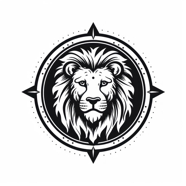 Ilustração do logotipo de um leão Ícone do emblema do leão Impressão logotipográfica
