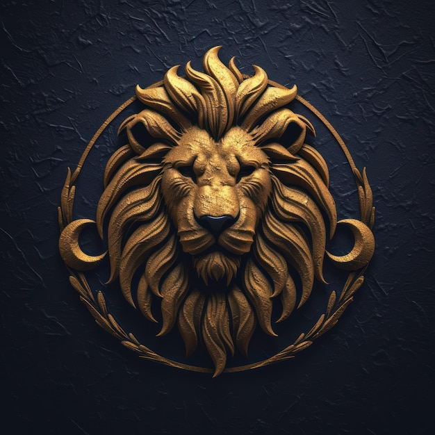 Ilustração do logotipo de um leão Ícone do emblema do leão Impressão logotipográfica