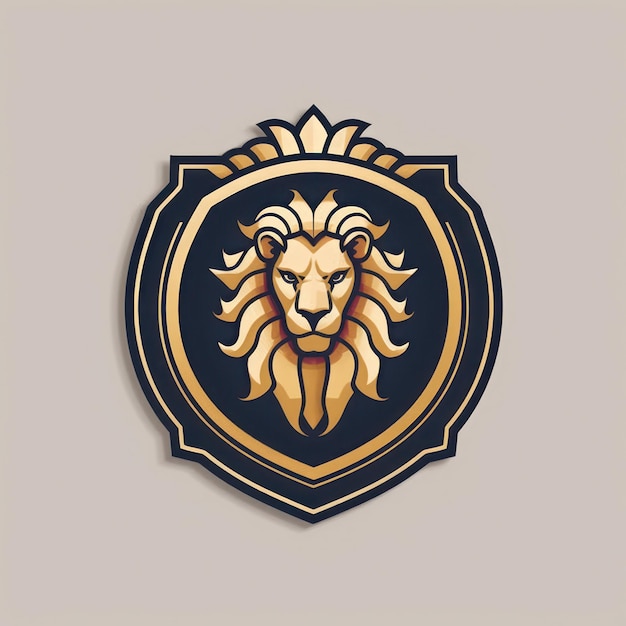 Foto ilustração do logotipo de um leão ícone do emblema do leão impressão logotipográfica