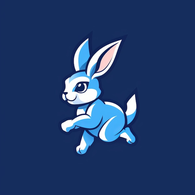 ilustração do logotipo do coelho ambulante velocidade azul gráficos simples vista lateral