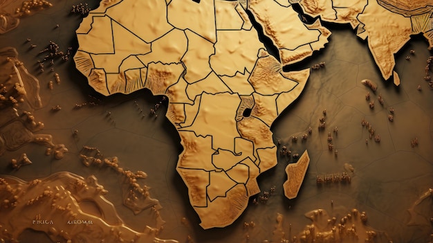 Foto ilustração do mapa da áfrica fundo branco ia gerativa