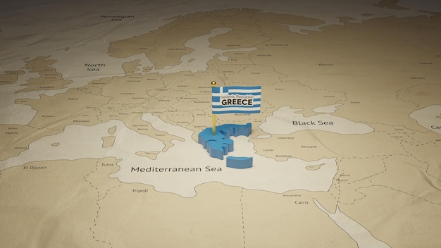 Ilustração do mapa isométrico 3d da Grécia