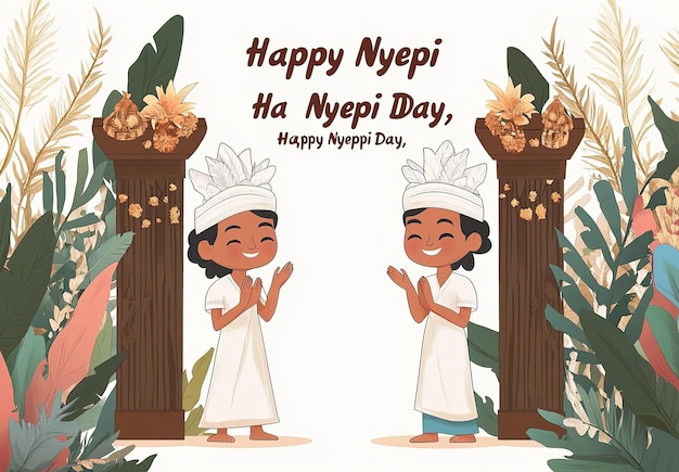 ilustração do modelo de feed de mídia social Happy Nyepi Day