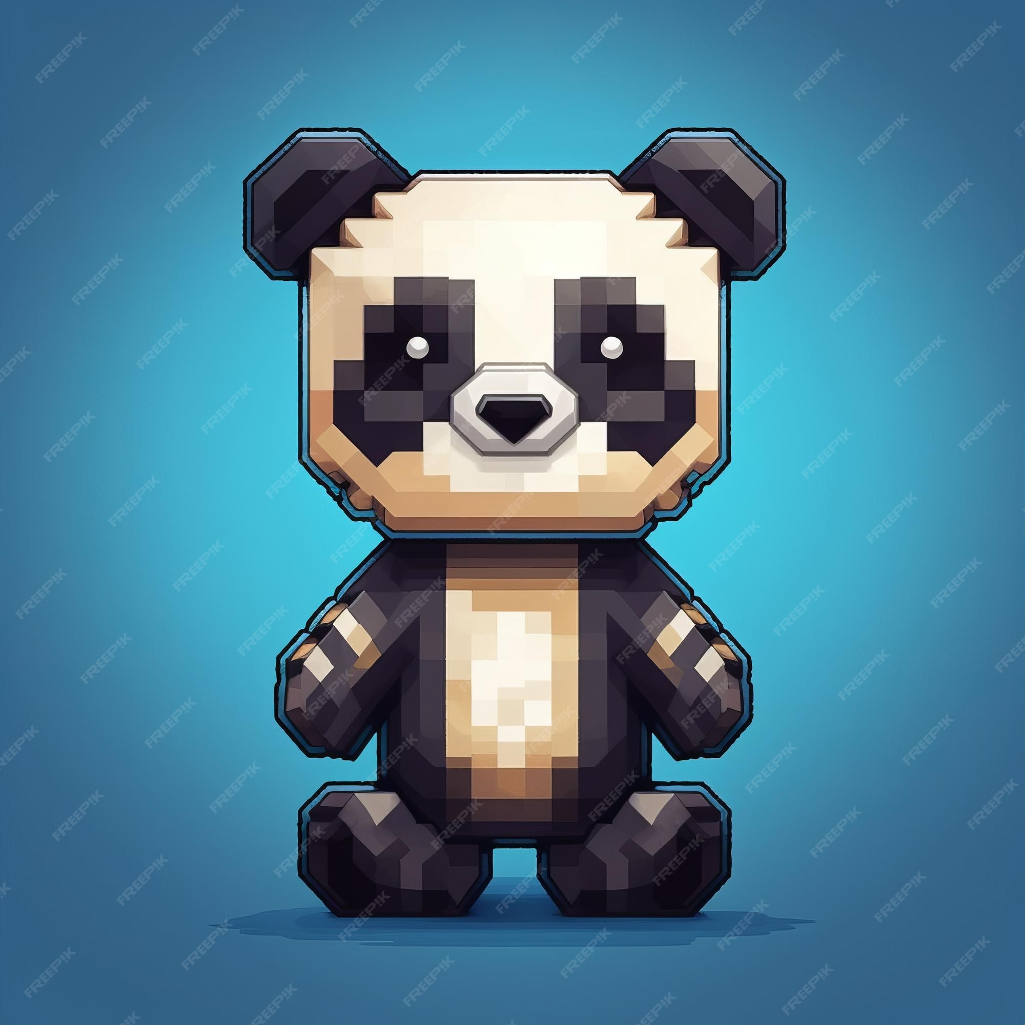 Ilustração do panda de 8 bits arte de jogo realista, porém estilizada, de  daniel msan