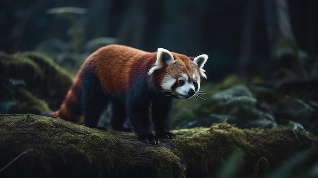 Ilustração do Panda Vermelho na Floresta