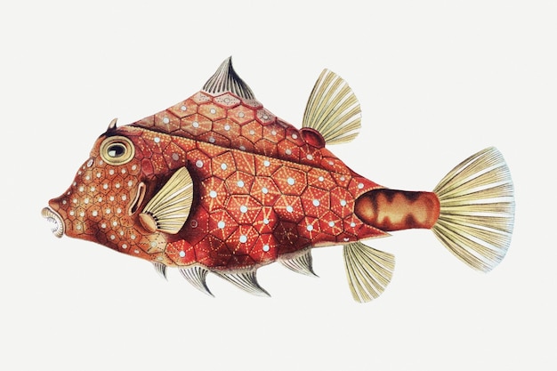 Ilustração do peixe-caixa vermelho