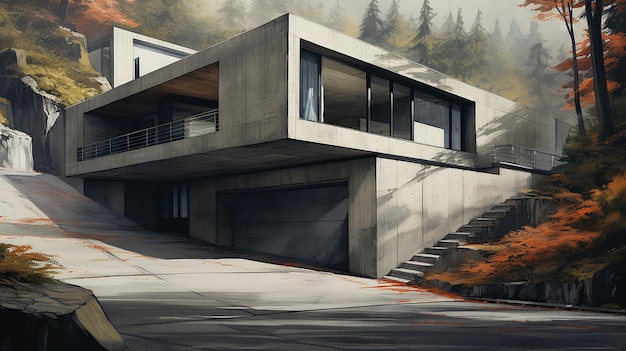 Foto ilustração do projeto de uma casa moderna