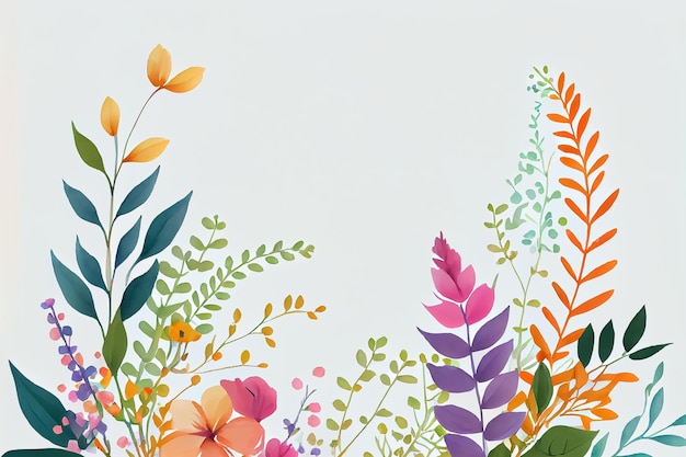 Ilustração do quadro de flores de primavera em aquarela com espaço de texto AI