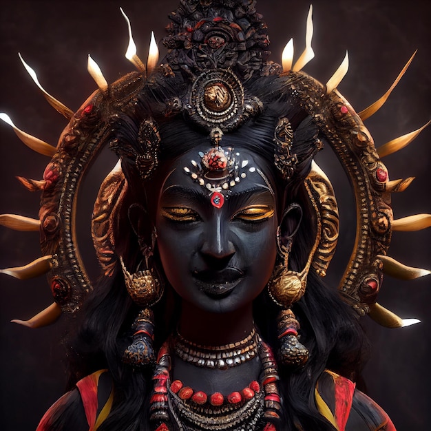 Ilustração do retrato da deusa Kali Deus hindu Mahakali Bhadrakali ou Kalika