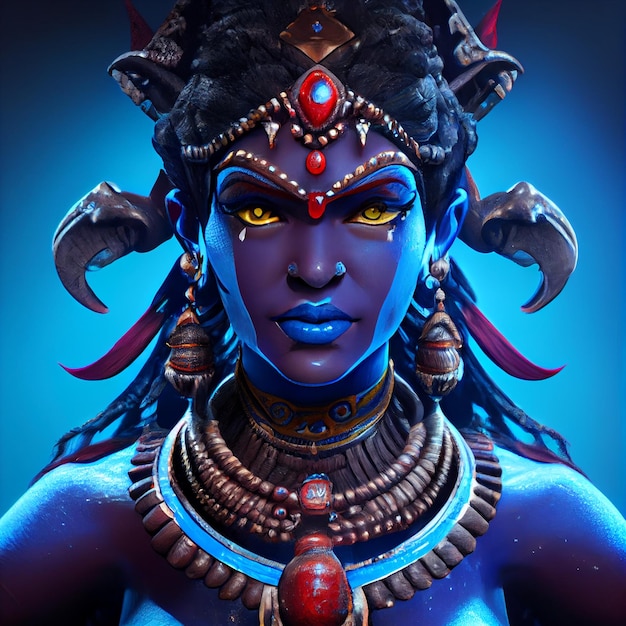 Ilustração do retrato da deusa Kali Deus hindu Mahakali Bhadrakali ou Kalika