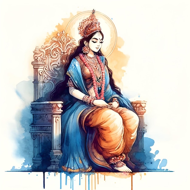 Foto ilustração do retrato da deusa sita para a celebração de sita navami