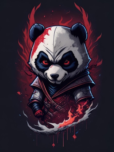 Ilustração do rosto do panda ninja malvado