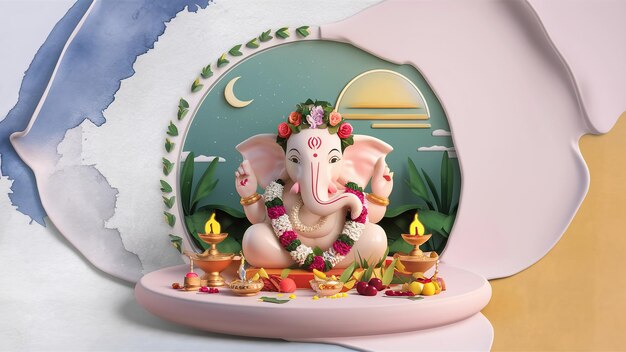 Foto ilustração do senhor ganpati ou ganesha no festival de ganesh chaturthi da índia generative ai