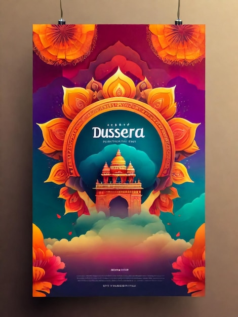 Foto ilustração do senhor rama matando ravana no festival de navratri da índia cartaz para feliz dussehra