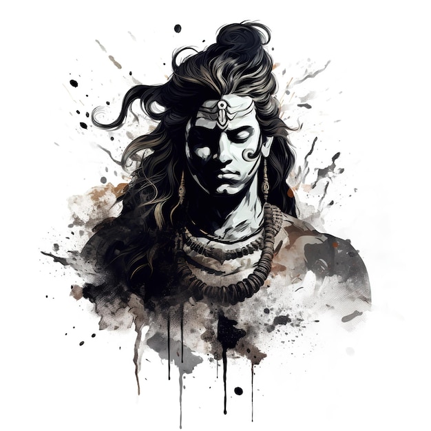 Ilustração do Senhor Shiva para o mês de Savan ou Maha Shivratri Generative Ai