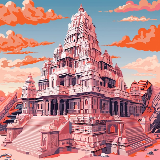 Ilustração do templo hindu de Shree Ram