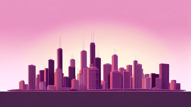 Ilustração do vetor de radiação de Chicago no pôr-do-sol