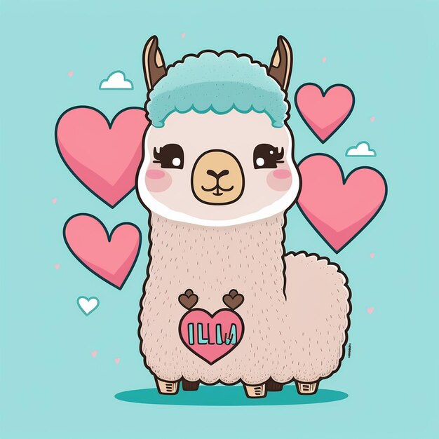 Foto ilustração do vetor llama valentine