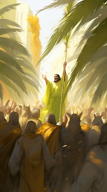 Ilustração Domingo de Ramos em amarelo