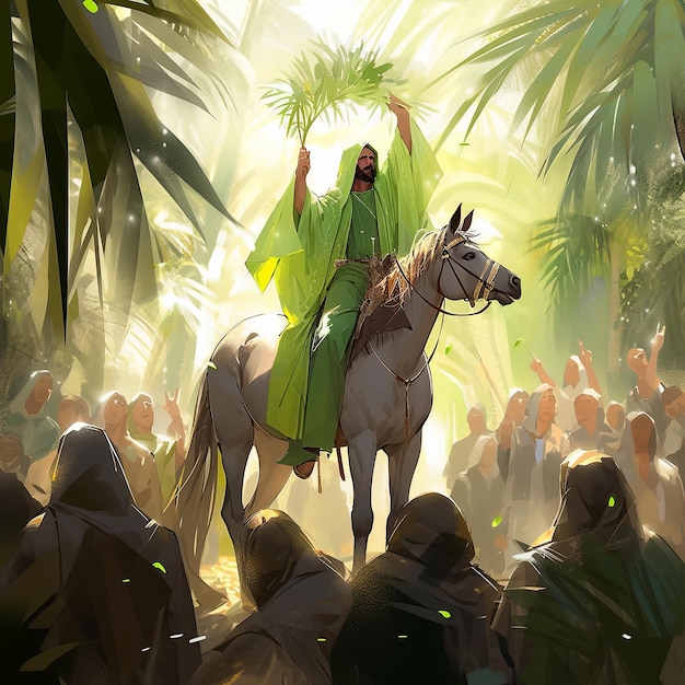 Ilustração Domingo de Ramos em verde