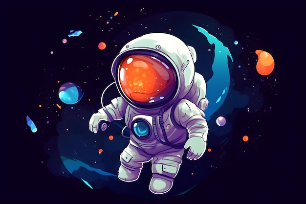 Ilustração dos desenhos animados da ilustração Space Galaxy para crianças IA generativa