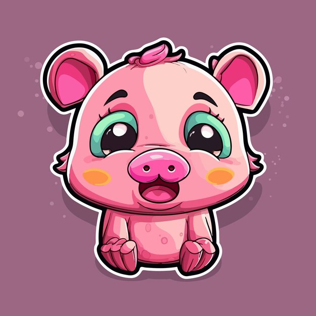 Baixe Bebê de desenho animado fofo com orelhas cor-de-rosa e olhos verdes  PNG - Creative Fabrica