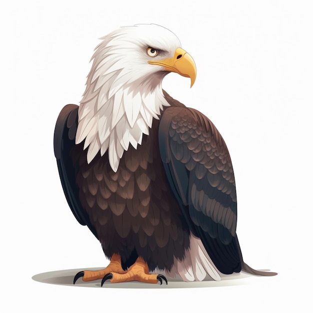 ilustração dos desenhos animados de uma águia careca com cabeça branca e asas pretas generativa ai