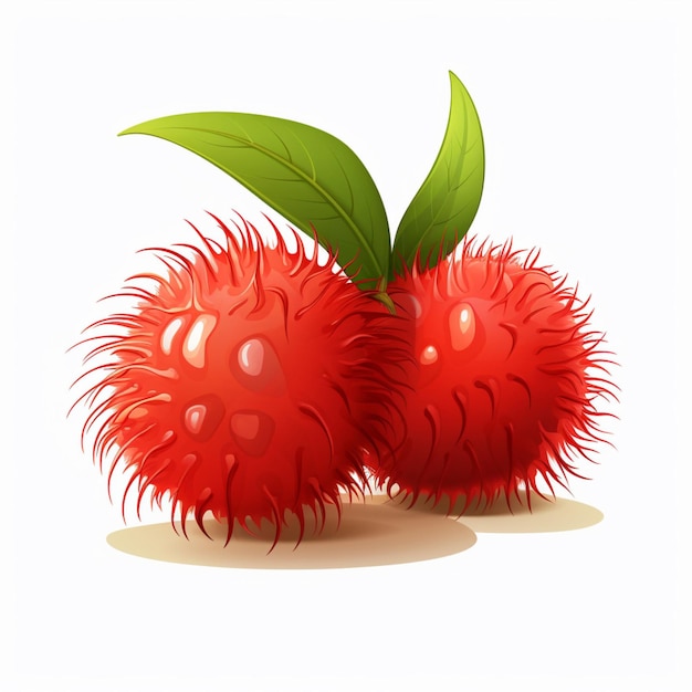 Ilustração dos desenhos animados do Rambutan 2d no fundo branco alto q