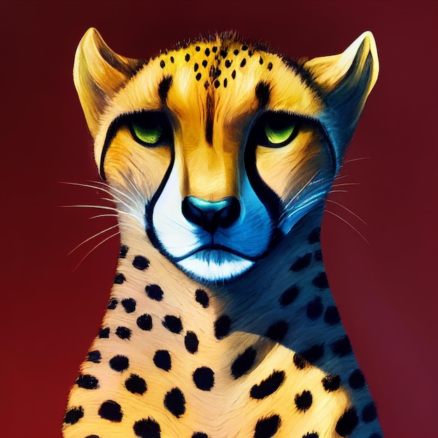 Ilustração dos desenhos animados do retrato da chita do leopardo ou do jaguar